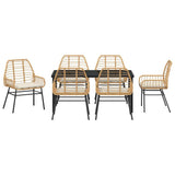 Set da Pranzo per Giardino 7 pcs Marrone polyrattan