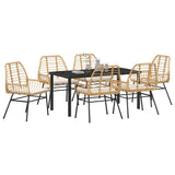 Set da Pranzo per Giardino 7 pcs Marrone polyrattan