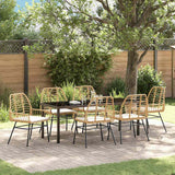 Set da Pranzo per Giardino 7 pcs Marrone polyrattan