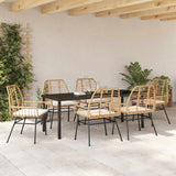 Set da Pranzo per Giardino 7 pcs Marrone polyrattan