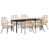 Set da Pranzo per Giardino 7 pcs Marrone polyrattan