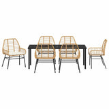 Set da Pranzo per Giardino 7 pcs Marrone polyrattan