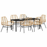 Set da Pranzo per Giardino 7 pcs Marrone polyrattan
