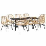 Set da Pranzo per Giardino 9 pcs Marrone polyrattan