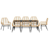 Set da Pranzo per Giardino 9 pcs Marrone polyrattan