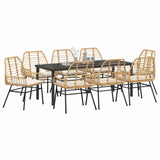 Set da Pranzo per Giardino 9 pcs Marrone polyrattan