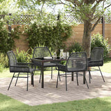 Set da Pranzo per Giardino con cuscino 5 pcs Nero polyrattan