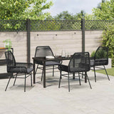 Set da Pranzo per Giardino con cuscino 5 pcs Nero polyrattan