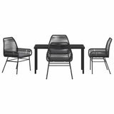 Set da Pranzo per Giardino con cuscino 5 pcs Nero polyrattan