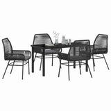 Set da Pranzo per Giardino con cuscino 5 pcs Nero polyrattan
