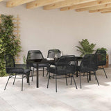 Set da Pranzo per Giardino con cuscino 7 pcs Nero polyrattan