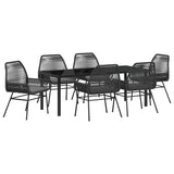Set da Pranzo per Giardino con cuscino 7 pcs Nero polyrattan