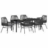 Set da Pranzo per Giardino con cuscino 7 pcs Nero polyrattan