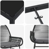 Set da Pranzo per Giardino con cuscino 9 pcs Nero polyrattan