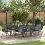 Set da Pranzo per Giardino con cuscino 9 pcs Nero polyrattan