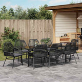 Set da Pranzo per Giardino con cuscino 9 pcs Nero polyrattan