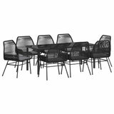 Set da Pranzo per Giardino con cuscino 9 pcs Nero polyrattan