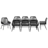 Set da Pranzo per Giardino con cuscino 9 pcs Nero polyrattan
