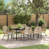 Set da Pranzo per Giardino con cuscino 7 pcs Marrone polyrattan