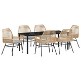 Set da Pranzo per Giardino con cuscino 7 pcs Marrone polyrattan