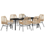 Set da Pranzo per Giardino con cuscino 7 pcs Marrone polyrattan