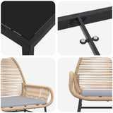 Set da Pranzo per Giardino con cuscino 9 pcs Marrone polyrattan