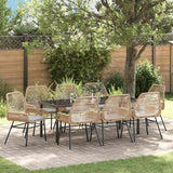 Set da Pranzo per Giardino con cuscino 9 pcs Marrone polyrattan