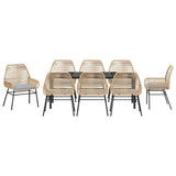 Set da Pranzo per Giardino con cuscino 9 pcs Marrone polyrattan