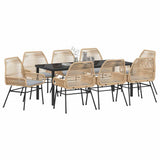 Set da Pranzo per Giardino con cuscino 9 pcs Marrone polyrattan