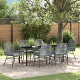 Set da Pranzo per Giardino con cuscino 7 pcs Grigio polyrattan