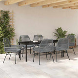 Set da Pranzo per Giardino con cuscino 7 pcs Grigio polyrattan
