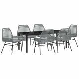 Set da Pranzo per Giardino con cuscino 7 pcs Grigio polyrattan