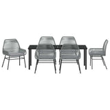 Set da Pranzo per Giardino con cuscino 7 pcs Grigio polyrattan