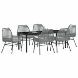 Set da Pranzo per Giardino con cuscino 7 pcs Grigio polyrattan