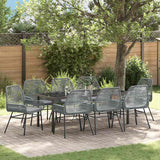 Set da Pranzo per Giardino con cuscino 9 pcs Grigio polyrattan