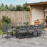 Set da Pranzo per Giardino con cuscino 9 pcs Grigio polyrattan