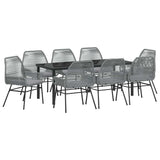 Set da Pranzo per Giardino con cuscino 9 pcs Grigio polyrattan
