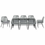 Set da Pranzo per Giardino con cuscino 9 pcs Grigio polyrattan