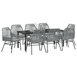 Set da Pranzo per Giardino con cuscino 9 pcs Grigio polyrattan