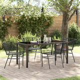 Set da Pranzo per Giardino 5 pcs Nero polyrattan