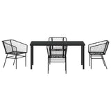 Set da Pranzo per Giardino 5 pcs Nero polyrattan