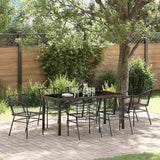 Set da Pranzo per Giardino 7 pcs Nero polyrattan