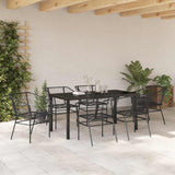 Set da Pranzo per Giardino 7 pcs Nero polyrattan