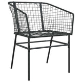 Set da Pranzo per Giardino 7 pcs Nero polyrattan