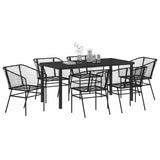Set da Pranzo per Giardino 7 pcs Nero polyrattan
