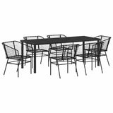 Set da Pranzo per Giardino 7 pcs Nero polyrattan