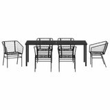 Set da Pranzo per Giardino 7 pcs Nero polyrattan