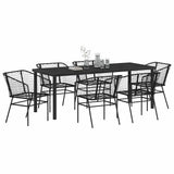 Set da Pranzo per Giardino 7 pcs Nero polyrattan