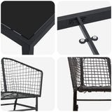 Set da Pranzo per Giardino 9 pcs Nero polyrattan