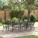 Set da Pranzo per Giardino 9 pcs Nero polyrattan
